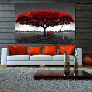 70x100cm Modern Red Money Tree Wall Art Canvas Posters Prints unframed Wall Pictures For Office Living Room Home Decor Artwork