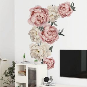 71.5x102cm Large Pink Peony Flower Wall Stickers Romantic Flowers Home Decor for Bedroom Living Room DIY vinyl Wall Decals
