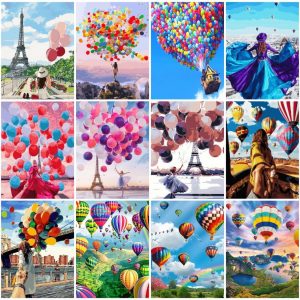 AMTMBS Painting By Number Balloon Coloring By Numbers Landscape Acrylic Oil Painting Hand Painted Kit Canvas Home Wall Decor