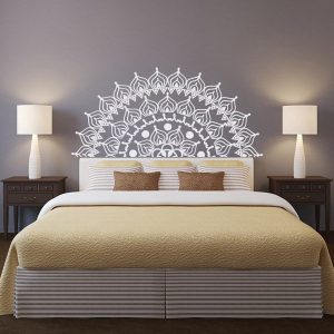 ANEW Headboard Mandala Removable Wall Decal Bedroom Decor-Half Mandala Vinyl Wall Decal- Lotus Flower Mandala Decal for A12-053