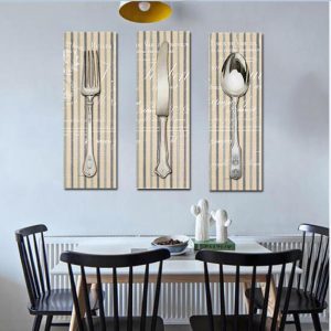 Abstract Art 3 Pcs/set Fork Knife Spoon Kitchen Tools Art Decoration Canvas Painting Wall Art Posters And Prints Unframed