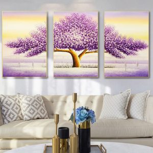 Abstract Beautiful 3-piece purple dream tree pictures print on canvas oil painting Cuadros for living room bedroom decoration
