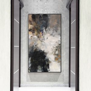 Abstract Black and White Modern Wall Art Canvas Painting Posters and Prints Yellow Wall Pictures for Living Room Home Decoration
