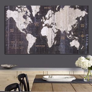 Abstract Black and White World Map Canvas Painting HD Large Size  Prints and Posters wall art picture for Living Room home Decor