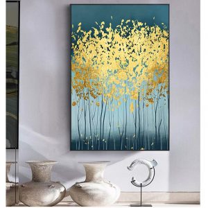 Abstract Bright Gold Tree Poster Painting Modern Canvas Art Print Wall Art Pictures Nordic style living room Decoration