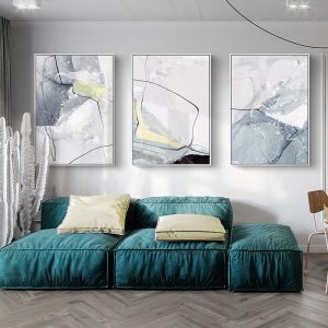Abstract Canvas Painting Ice Blue Poster and Print for Living Room Bedroom Decorative Painting Modern Wall Art Light Luxury Home