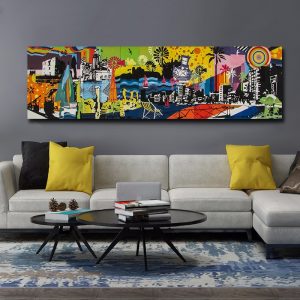 Abstract City Landscape Wall Art Canvas Prints Modern Pop Wall Graffiti Art Paintings Decorative Pictures For Living Room Decor