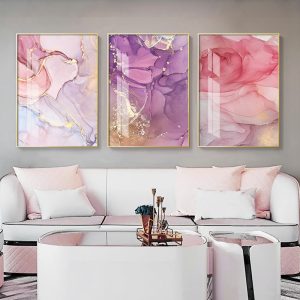 Abstract Geometric Agate Marble Poster Colorful Golden Canvas Painting Wall Art Print Picture for Living Room Home Nordic Decor