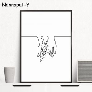 Abstract Geometric Curve Hand Nordic Poster Wall Art Printed Canvas Painting Black White Wall Picture For Living Room Decoration
