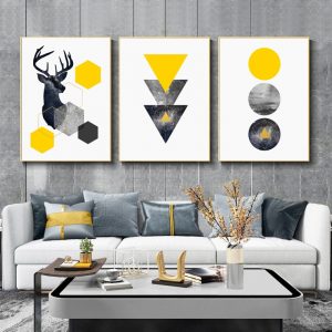 Abstract Geometric Elk Poster Print Home Modern Decor Wall Art Canvas Tableau Mural Decoration Pictures For Living Room