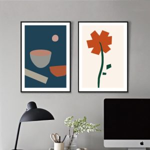 Abstract Geometric Flowers Graphic Canvas Painting Scandinavia Styles Pictures for Living Room House Interior Home Decor 5-04