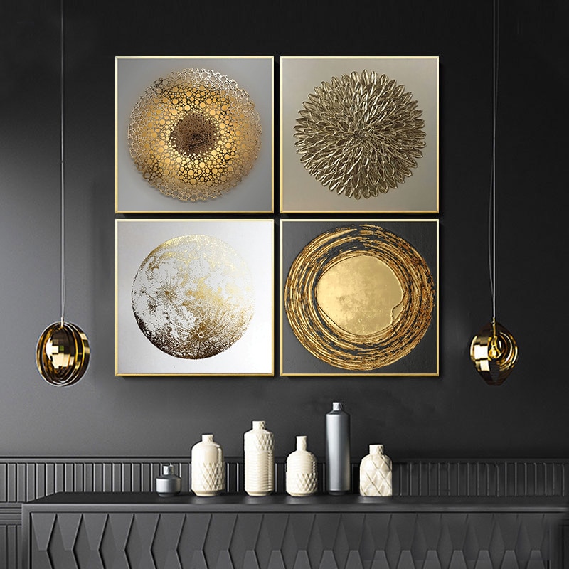 Abstract Gold Luxury Posters Nordic Canvas Art Painting Home Decor Wall Art  Retro Print Living Room Vintage Minimalist Picture – Nordic Wall Decor