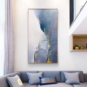 Abstract Golden Wall Art Blue Grey Canvas Painting Purple Wall Pictures for Living Room Fashion Home Decor Nordic Posters Prints