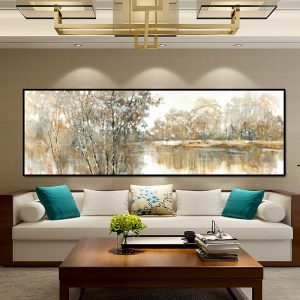 Abstract Landscape Trees and Lakes Oil Painting Posters Wall Art for Living Room Home Decor (No Frame)