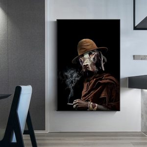 Abstract Nordic Retro Dog Detective Canvas Paintings on The Wall Art Picture Wall Decoration Living Room Bedroom Decoration