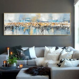 Abstract Oil Painting on Canvas Poster Print Wall Art Black and Golden Abstract Pictures on the Wall Living Room Cuadros Decor