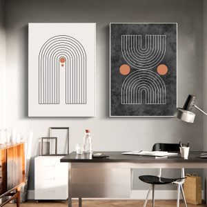 Abstract Painting Geometric Canvas Poster Mid Century Art Prints Boho Poster Modern Wall Pictures For Living Room Home Decor