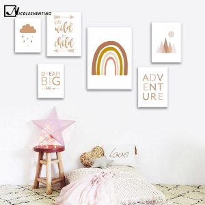 Abstract Rainbow Nursery Quotes Children Poster Canvas Art Print Minimalist Wall Picture Painting Nordic Kid Baby Room Decor