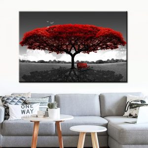 Abstract Red Tree Oil Paintings Print On Canvas Art Prints Posters And Prints Landscape Wall Art Pictures Home Wall Decoration
