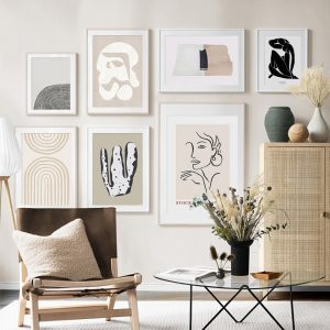 Abstract Scandinavia Trendy Boho Beige Colors Minimalist Canvas Painting Poster Print Wall Art Pictures Living Room Home Decor