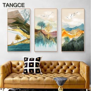 Abstract Scandinavian Posters Prints Modern wall Painting Nordic Wall Pictures for Living Room Landscape Canvas Art Big Wall Art