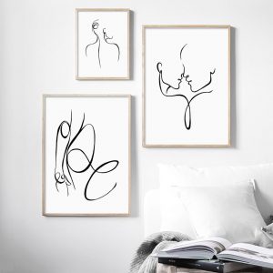 Abstract Sexy Woman Body Line Nordic Posters And Prints Wall Art Canvas Painting Black White Wall Pictures For Living Room Decor