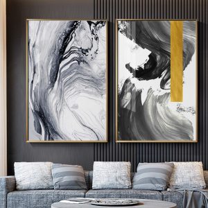 Abstract Splashing Ink Pattern Canvas Painting Black and White Nordic Posters and Print Cuadros Wall Art Picture for Living Room