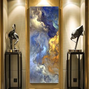 Abstract Unreal Blue Landscape Oil Paintings on Canvas Wall Art Poster and Prints Hanging Pictures for Modern Living Room Decor