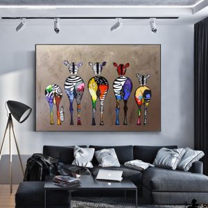 Abstract Zebra On The Wall Oil Painting on Canvas Posters and Prints Cuadros Wall Art Pictures For Living Room