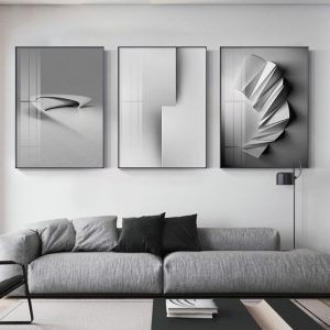 Abstract geometric art Canvas Painting Grey Posters and Print Minimalist Wall Art Pictures For Living Room Bedroom Aisle Studio