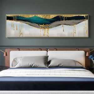 Abstract  golden canvas painting banner bedside posters and print modern wall art pictures for living room bedroom home decor