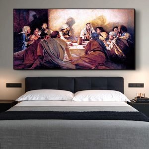Abstract paintings of Jesus's Last Supper, canvases, home wall art, bedroom and living room art