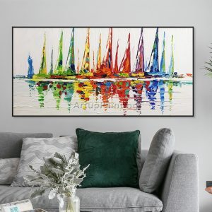 Acrylic yacht ship boat sailing painting hand painted Canvas oil painting wall art decor pictures for living room decoracion