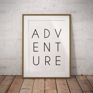 Adventure Wall Art Travel Gift Canvas Print , Black and White Travel Adventure Poster Typography Print Modern Wall Decor