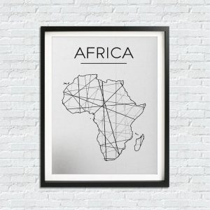 Africa Map Wall Art Canvas Poster Print Modern Black And White Minimalist Words Painting Wall Picture Room Home Decoration
