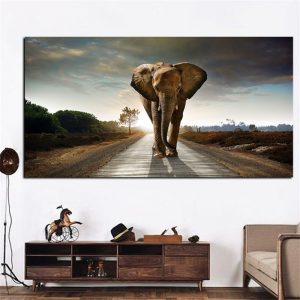 African Elephant HD Print Canvas Painting Animal Landscape Poster Wall Art Pictures for Living Room Home Decoration Murals