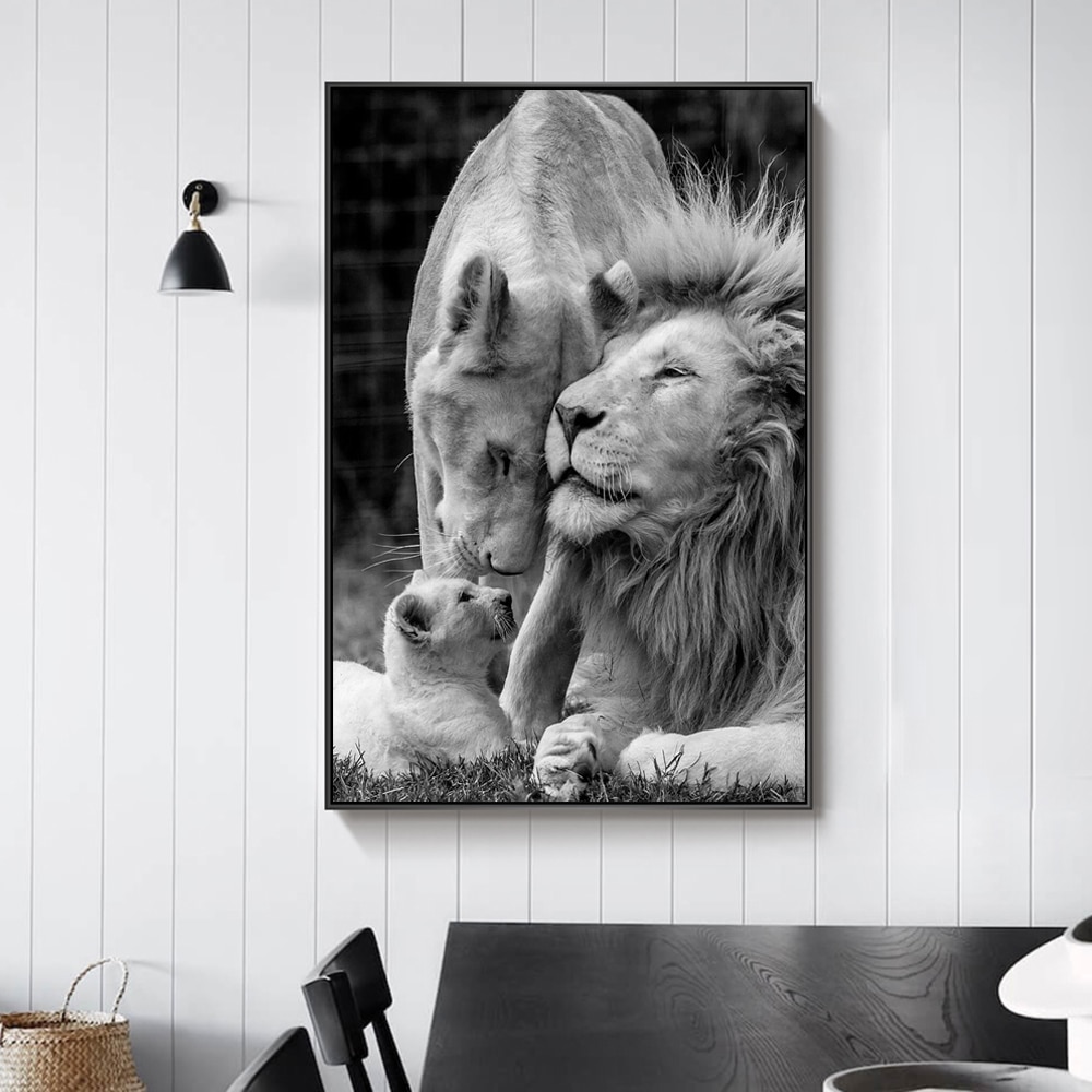 African-Lions-Family-Black-And-White-Canvas-Art-Posters-And-Prints-Animals-Canvas-Paintings-On-the-1.jpg