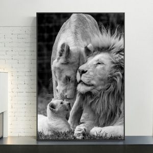 African Lions Family Black And White Canvas Art Posters And Prints Animals Canvas Paintings On the Wall Art Pictures Home Decor