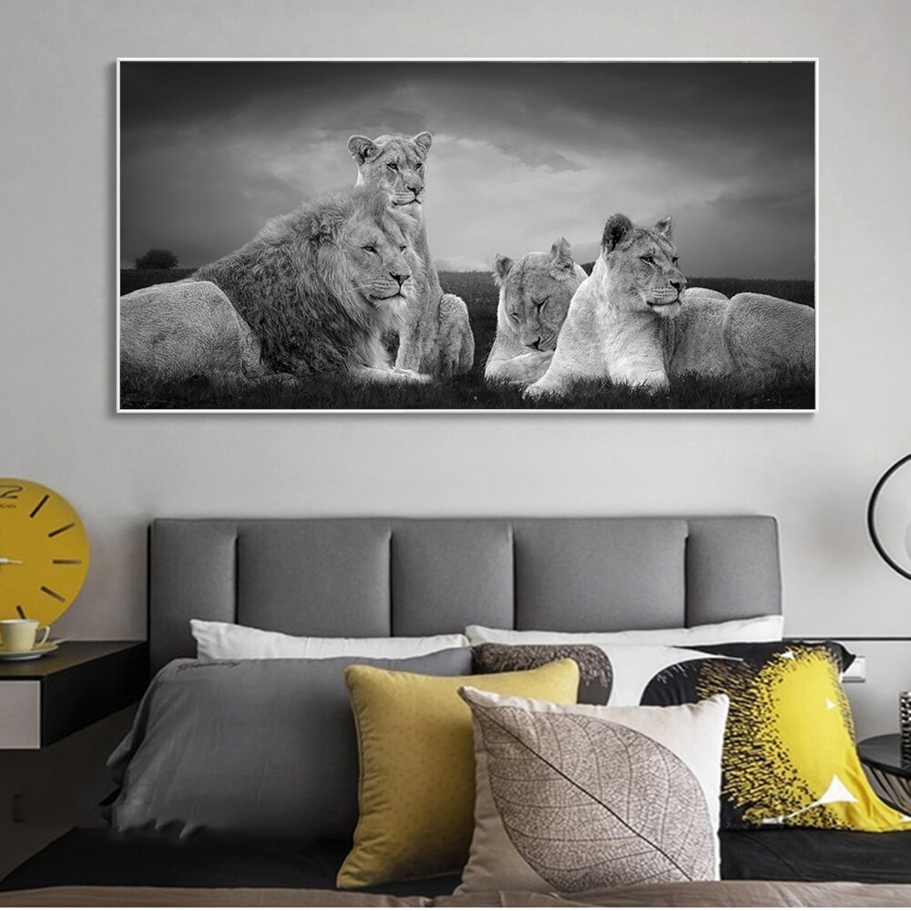 African-Lions-Family-Black-And-White-Canvas-Art-Posters-And-Prints-Lions-Animasl-Canvas-Paintings-On-1.jpg