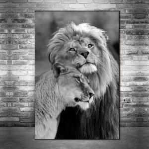 African Wild Lions Lover Canvas Paintings on the Wall Art Lions Poster And Prints Black And White Animals Art Pictures Cuadros