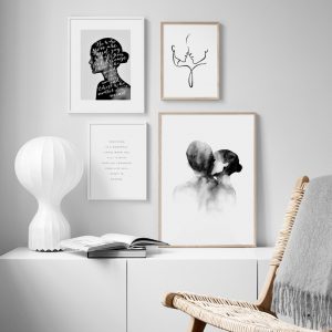 Almost Kiss Abstract Line Body Art Vintage Nordic Poster And Prints Wall Art Canvas Painting Wall Pictures For Living Room Decor
