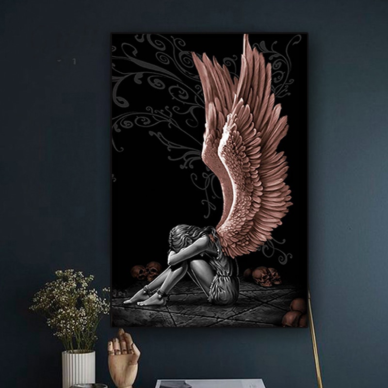 Angels-And-Demons-Canvas-Painting-Gray-Character-wings-Skull-Posters-and-Prints-Cuadros-Wall-Art-Picture-3.jpg