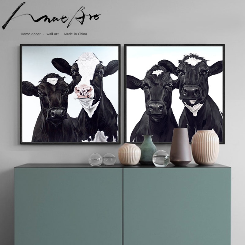 Wall Art Canvas Painting Animal Picture Poster Prints Cow Painting Home Decor