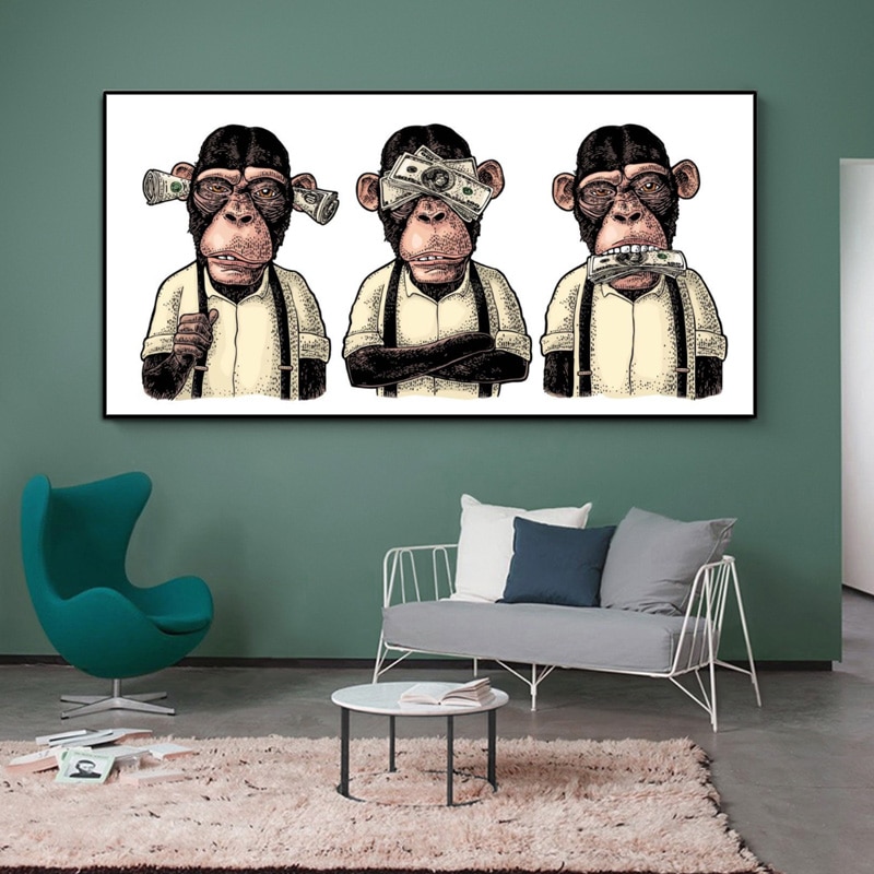 Animal-Posters-and-Prints-Abstract-Three-Monkeys-Gorilla-with-Money-Art-Canvas-Painting-Wall-Pictures-for-1.jpg