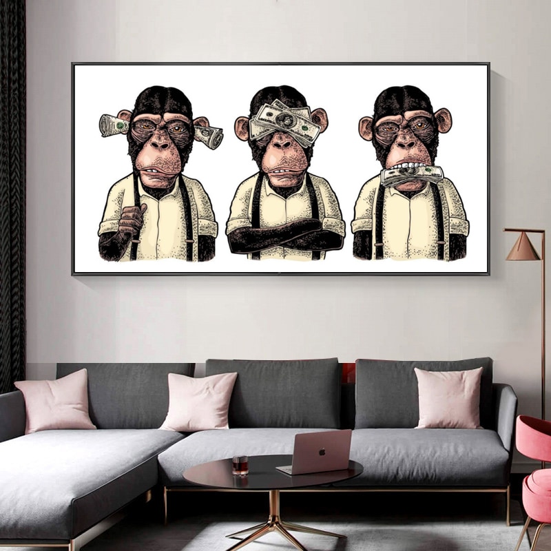 Animal-Posters-and-Prints-Abstract-Three-Monkeys-Gorilla-with-Money-Art-Canvas-Painting-Wall-Pictures-for-4.jpg