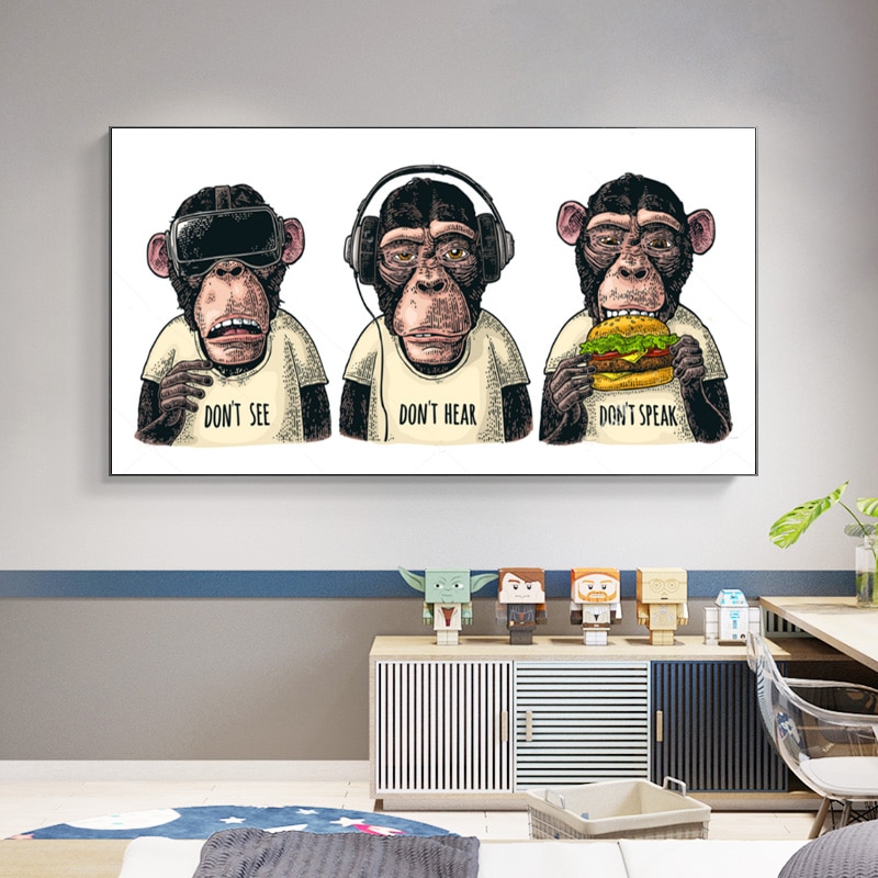 Animal-Posters-and-Prints-Abstract-Three-Monkeys-Gorilla-with-Money-Art-Canvas-Painting-Wall-Pictures-for-5.jpg