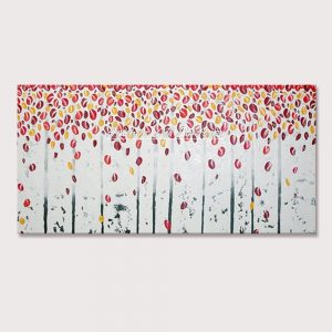Arthyx Paintings Modern Wall Art Home Decoration Red Trees Romantic Leaf Rain Large Living Room Hand Painted Canvas Oil Painting