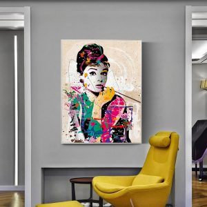 Audrey Hepburn Modern Abstract Oil Painting Poster Prints Canvas Painting Wall Art Modular Wall Picture For Bedroom Home Decor