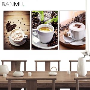3 Panels Wall Art Picture Print Fragrant Coffee on Canvas Paintings Home Decor Poster Decoration for Kitchen Bedroom
