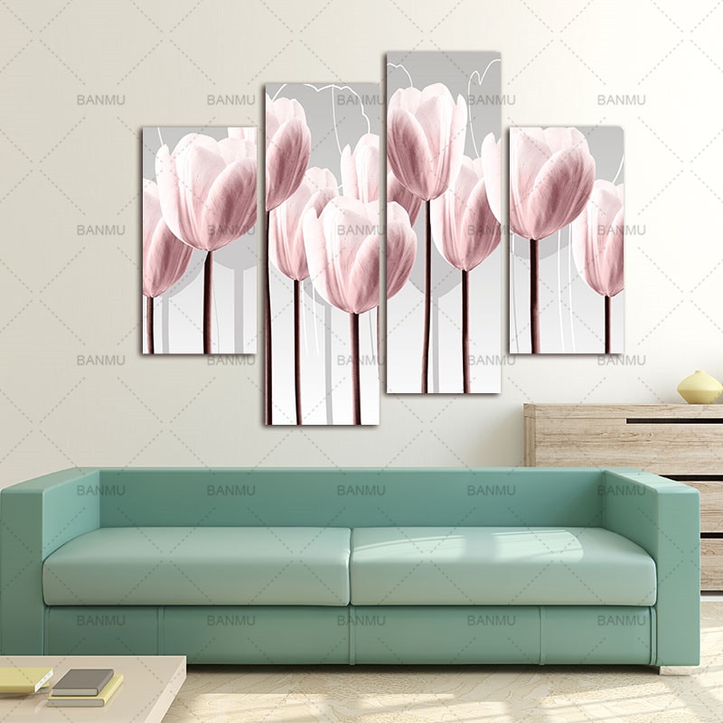 BANMU-Canvas-Wall-Art-Picture-Print-on-4-Piece-Canvas-Art-Green-Pink-Painting-Home-DecorFor-2.jpg